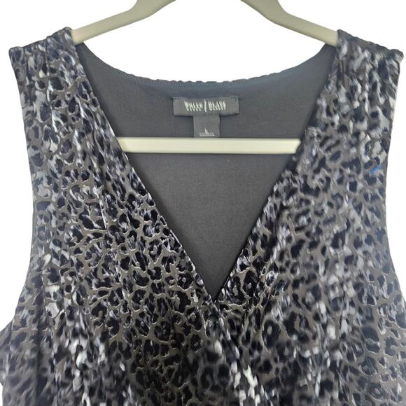 White House Black Market Womens Velvet Burnout Surplice Top Size L Leopard Print - Picture 2 of 7
